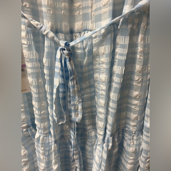 Blue Checkered Sleeveless Dress - Picture 6 of 12